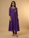 Purple Embroidered A-Line Kurta Set