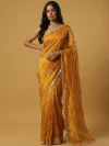 Mustard Yellow Embroidered Saree