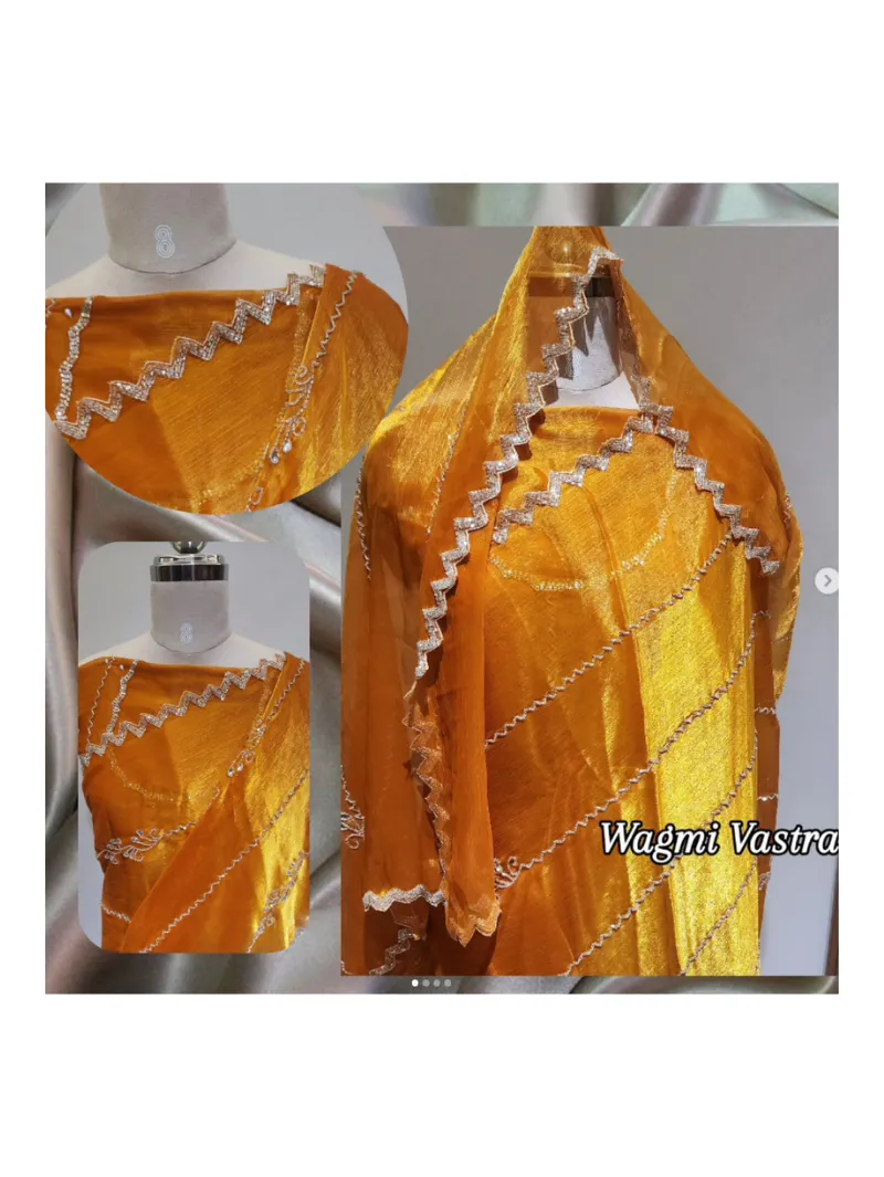 Mustard Yellow Embroidered Saree - Image 2